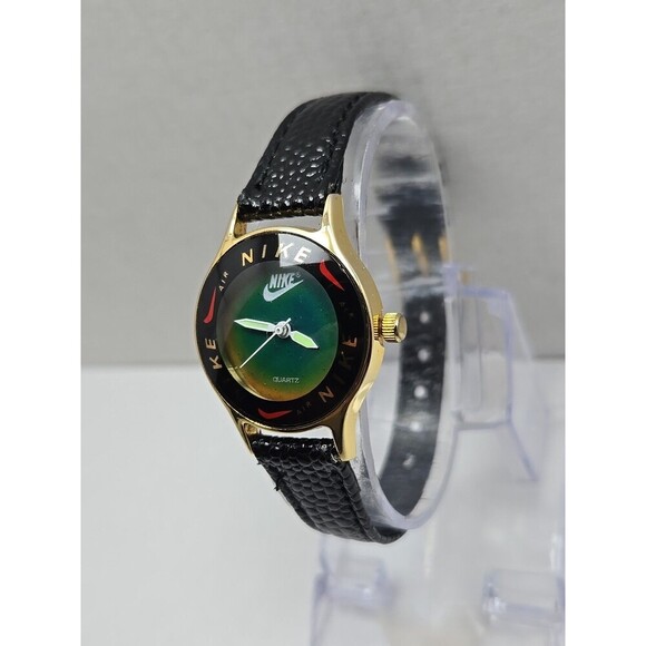 Womens Nike Air Mood Watch Green Color Changing Dial Gold Tone New Battery USA - Picture 2 of 11